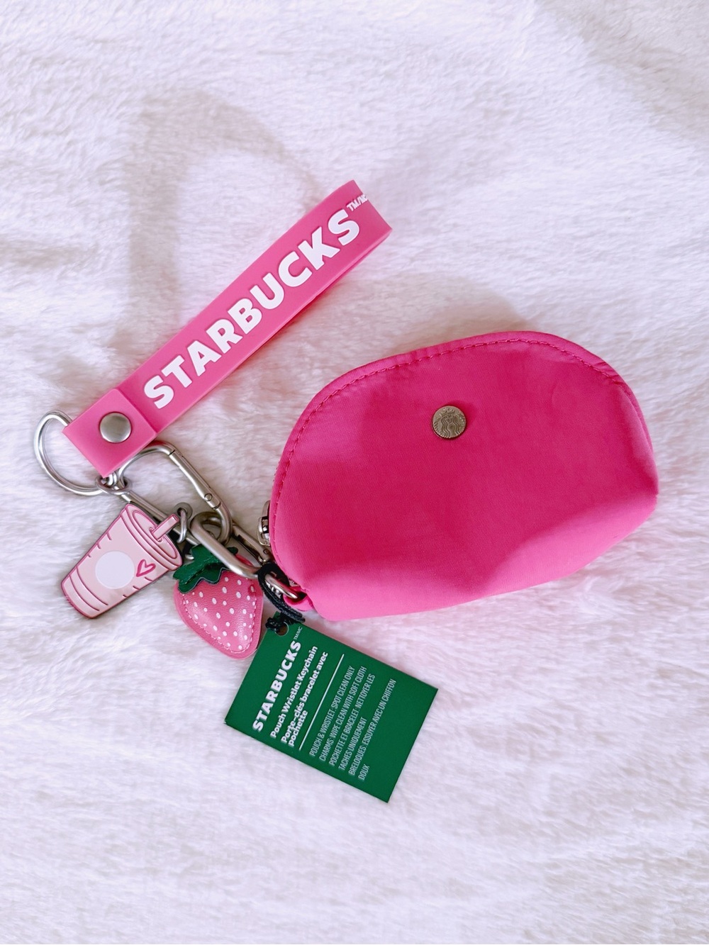 Starbucks Strawberry Pink Pink Drink Pouch Wristlet Keychain